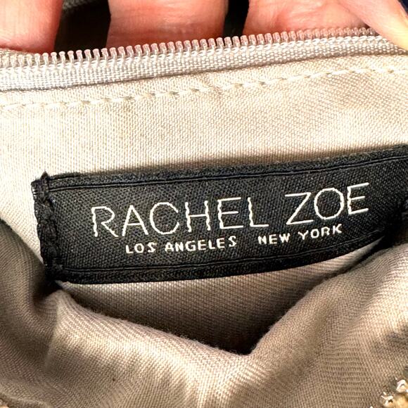 RACHEL ZOE Shoulder Bag Clutch Woven Cream Modern Minimalist Neutral Capsule - Picture 8 of 16